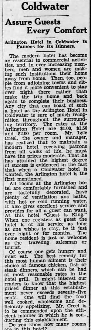 Stukeys Inn (Arlington Hotel) - October 1936 Article (newer photo)